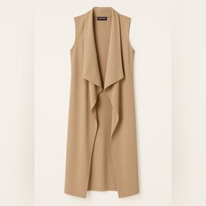 Chic Drift Sleeveless Drape Cardigan – Camel